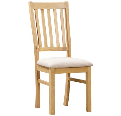 Moreton Oak Fabric Seat Slat Back Dining Chair